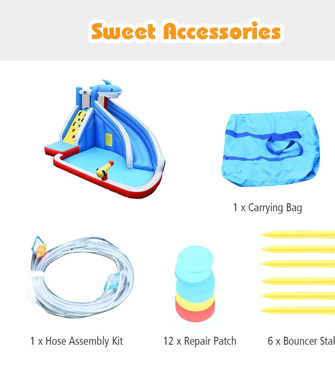 Costway Inflatable Water Slide Animal Shaped Bounce House Castle Splash Water Pool without Blower