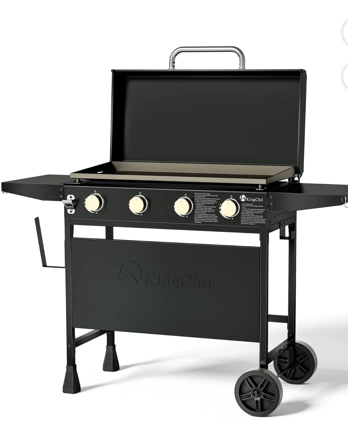 KingChii 4-Burner 32" Propane Griddle Outdoor Flat Top Gas Grill Griddle with Hard Cover for Camping, Tailgating, BBQ, Parties, Backyard & Patio